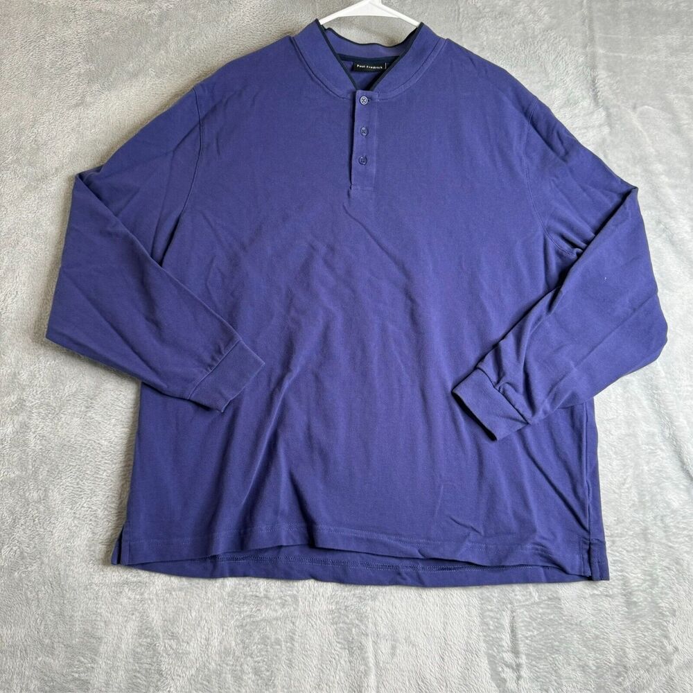 Paul Frederick Sweater Mens Purple XLT Blade Collar Button Pullover Preppy Knit